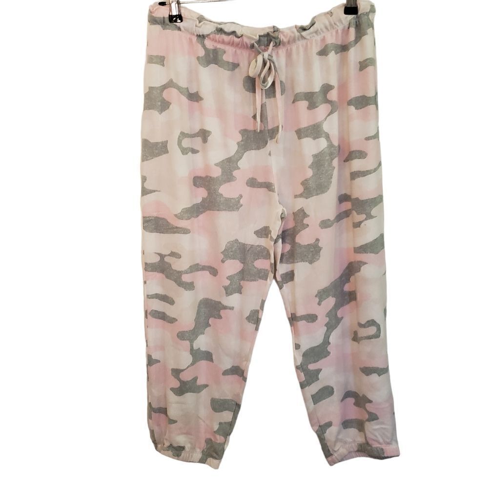 Kensie Printed Super Soft Jogger Loungewear Drawstring Cropped Pants Size XL